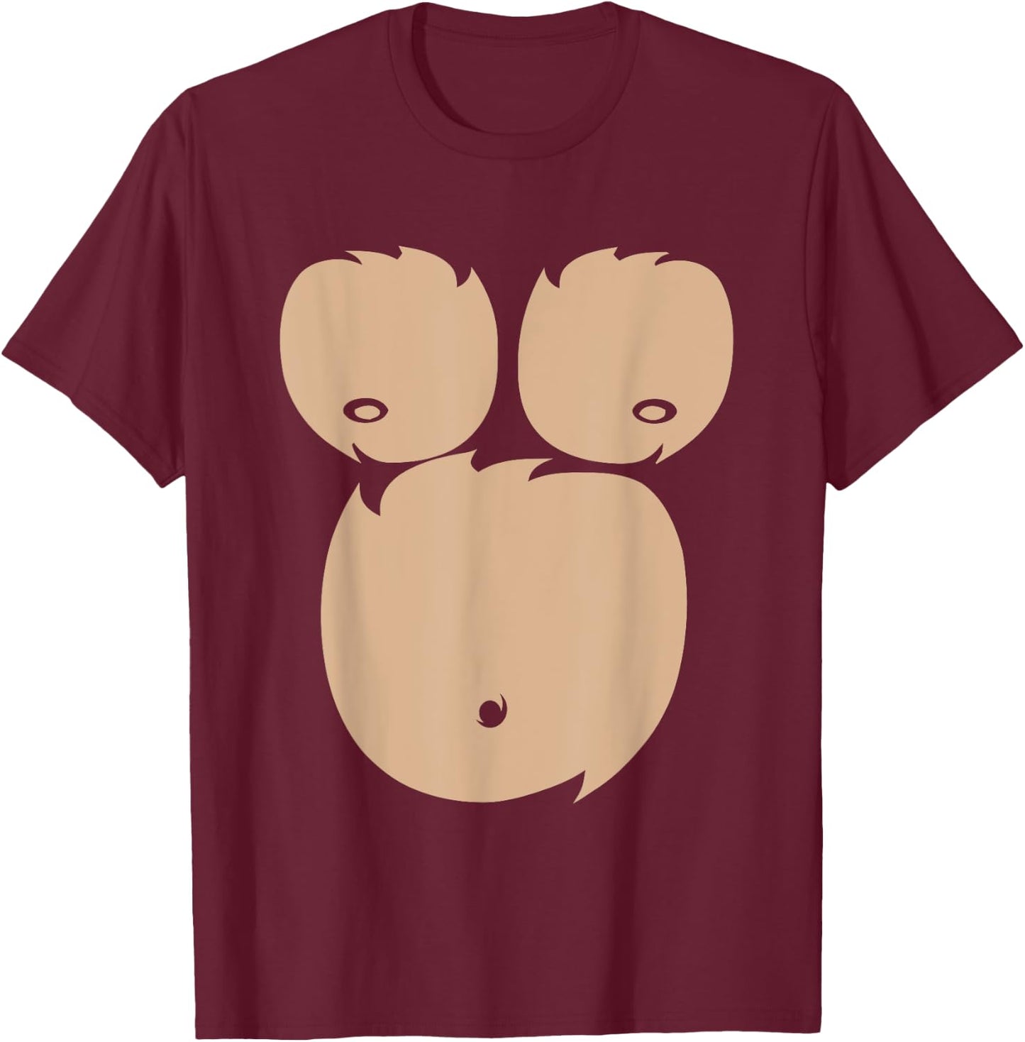 Monkey Chest Funny Easy Halloween Costume T-Shirt - T-Shirt | Maroon