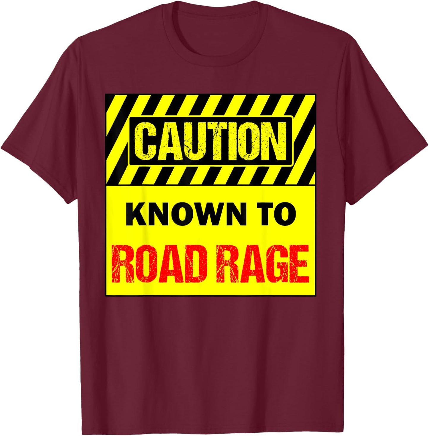 Men's -Adults Black Cotton 60% Polyester 40% Modern Collarless Short Sleeve Known To Road Rage Driver Small T-Shirt - T-Shirt | Maroon