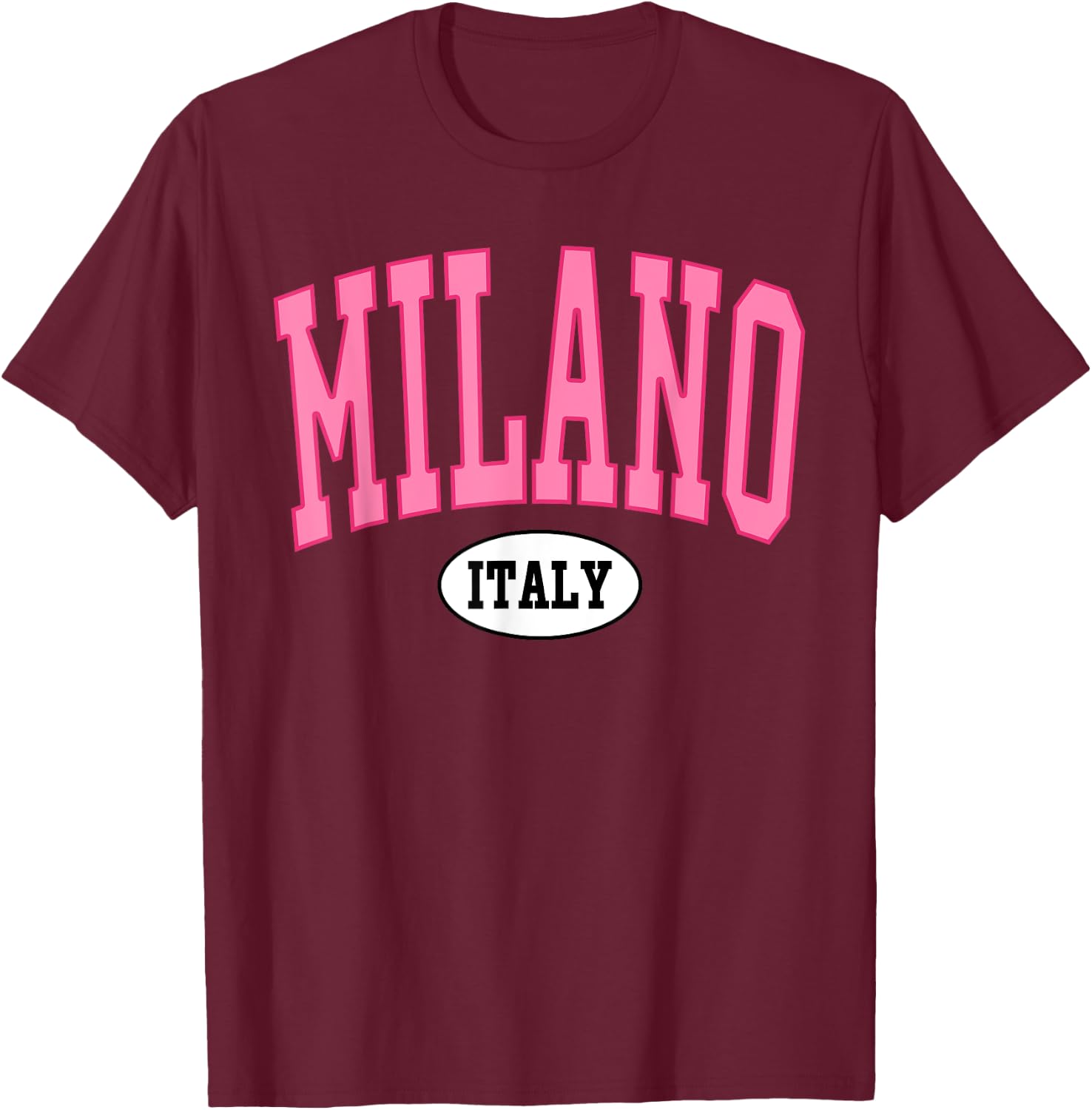 Milano Italy Retro Varsity Style T-Shirt - T-Shirt | Maroon