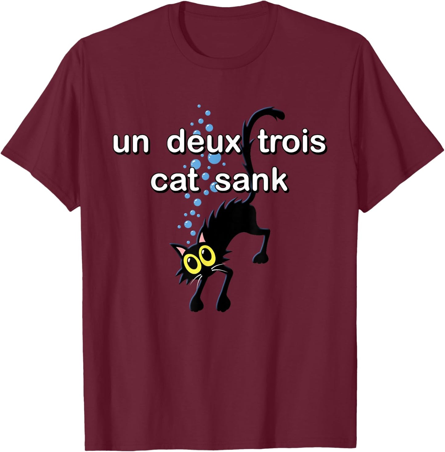 Un Deux Trois Cat - Funny French Language Cute Cat T-Shirt - T-Shirt | Maroon