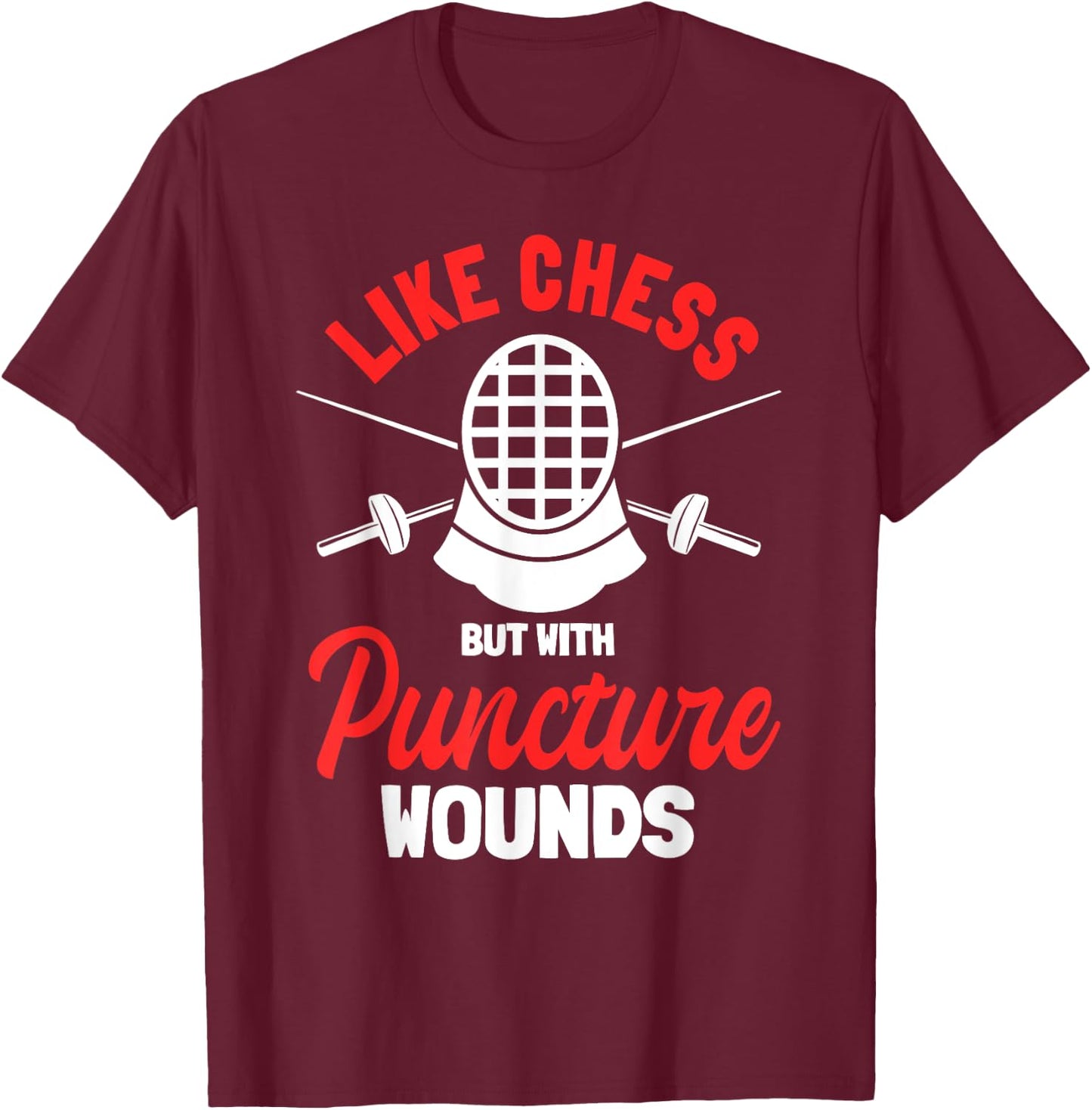 Fencing Combat Sport Foil Epee Fence Sabre Sword Fencer T-Shirt - T-Shirt | Maroon