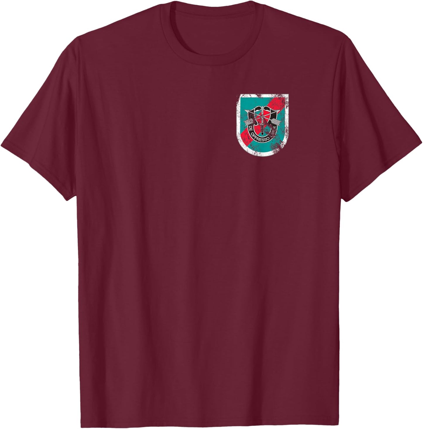 US 20th Special Forces Group (SFG) Distressed Worn Look T-Shirt - T-Shirt | Maroon