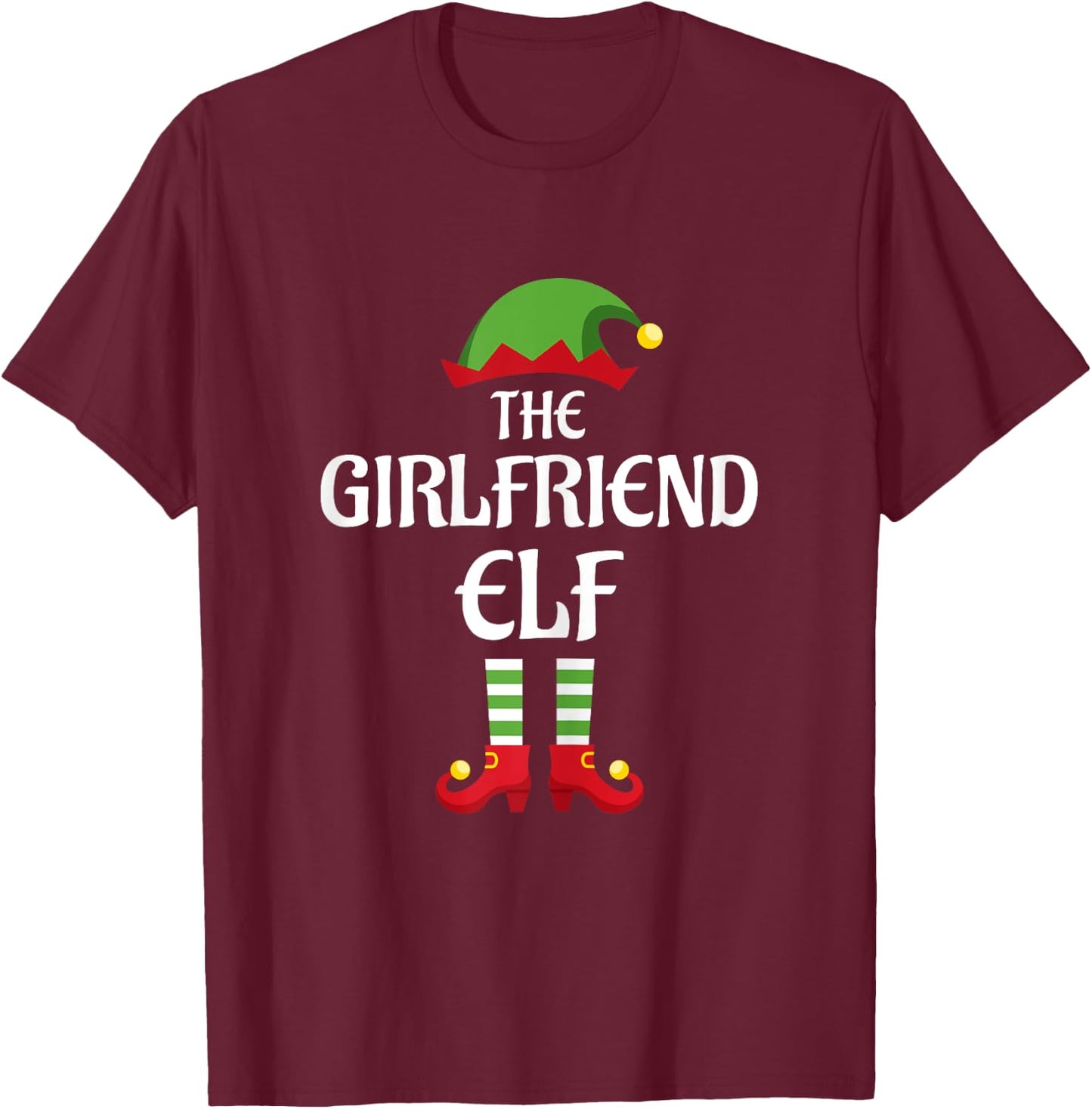 Girlfriend Elf Family Matching Group Christmas T-Shirt - T-Shirt | Maroon