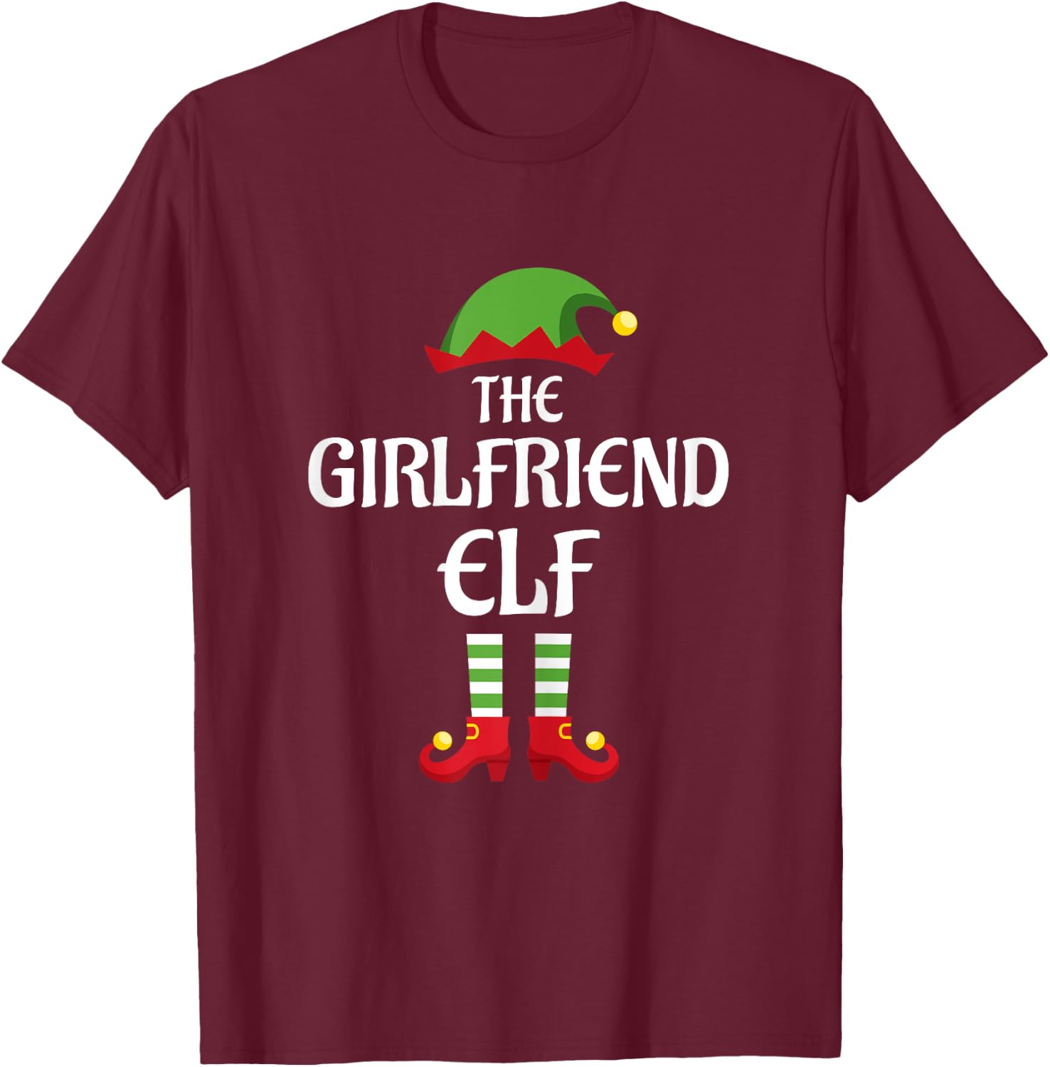 Girlfriend Elf Family Matching Group Christmas T-Shirt - T-Shirt | Maroon