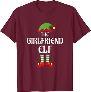 Girlfriend Elf Family Matching Group Christmas T-Shirt - T-Shirt | Maroon