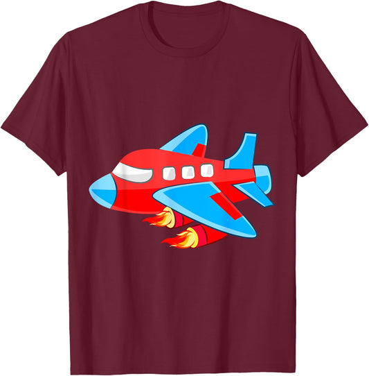 Boy Gifts Airplane Shirts For Boys. Airplane Shirts For Kids T-Shirt - T-Shirt | Maroon