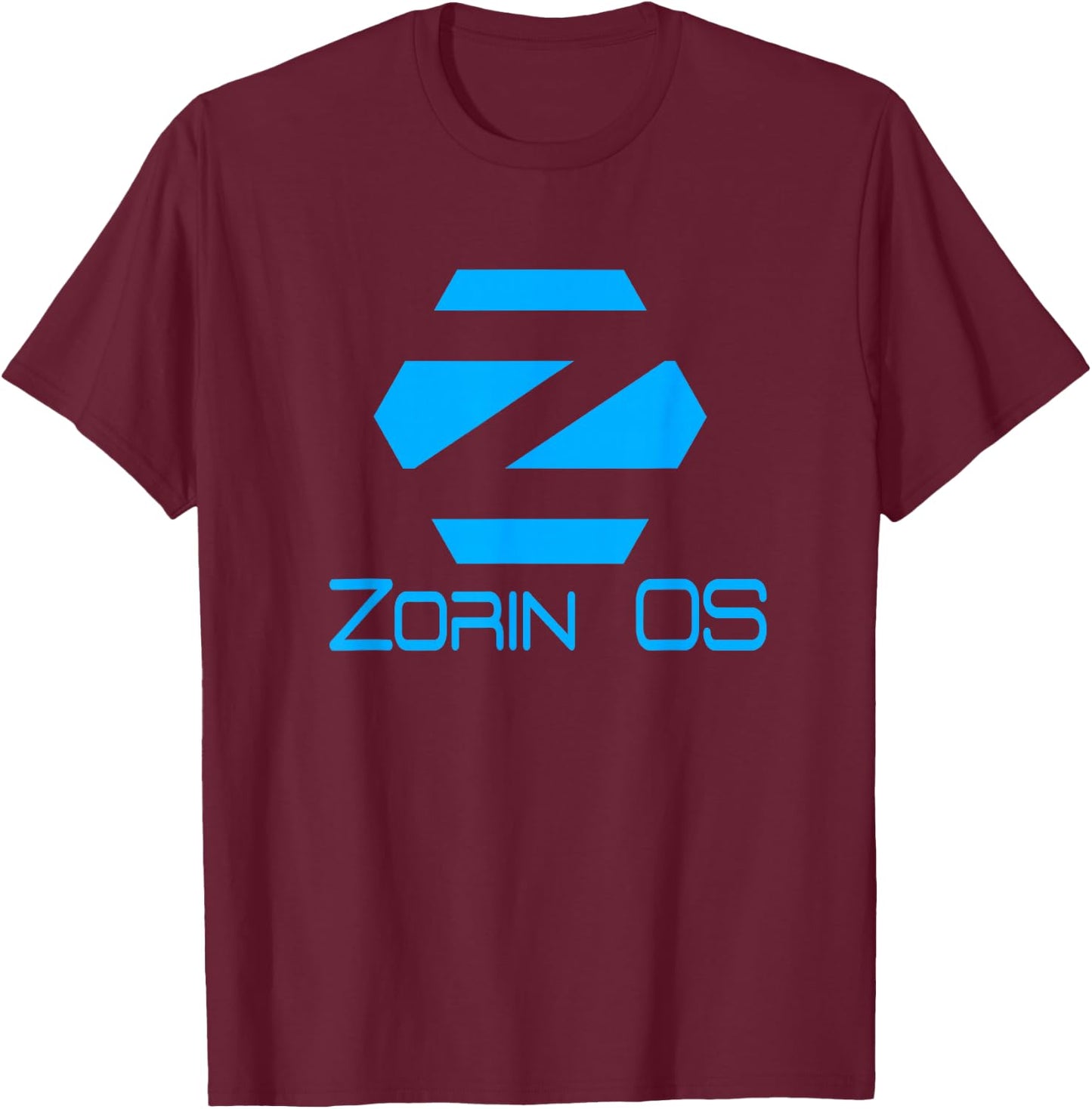 Linux Zorin OS with Blue Tagline and Logo Open Source Os T-Shirt - T-Shirt | Maroon