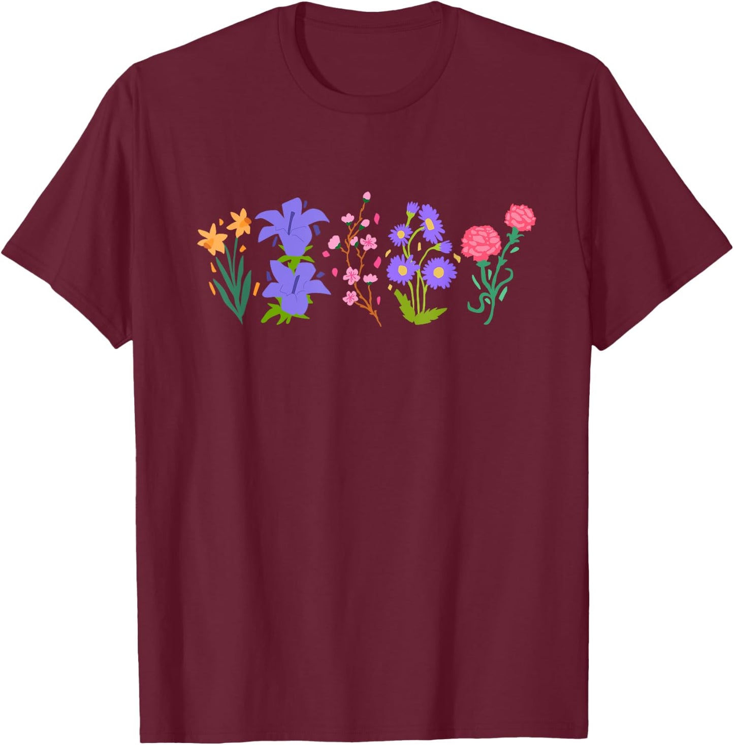 Vintage Inspired Botanical Flower Gardener Naturalist Flower T-Shirt - T-Shirt | Maroon