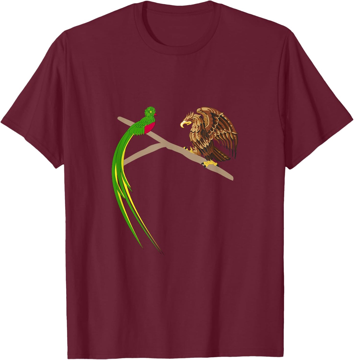 Guatemalan Quetzal and Mexican eagle bird T-Shirt - T-Shirt | Maroon
