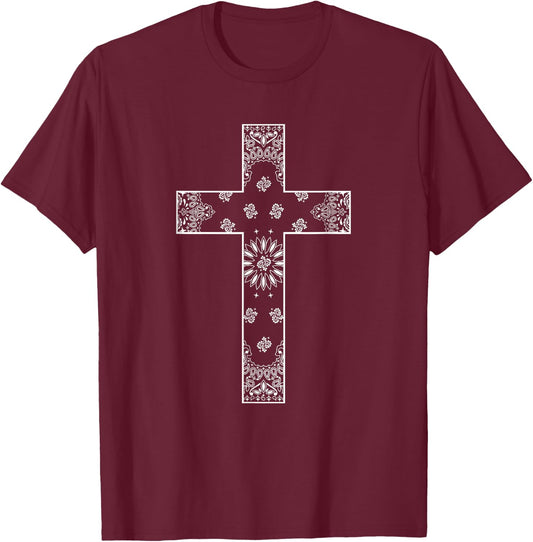 Christian Catholic Bandana Cross Faith Jesus T-Shirt - T-Shirt | Maroon