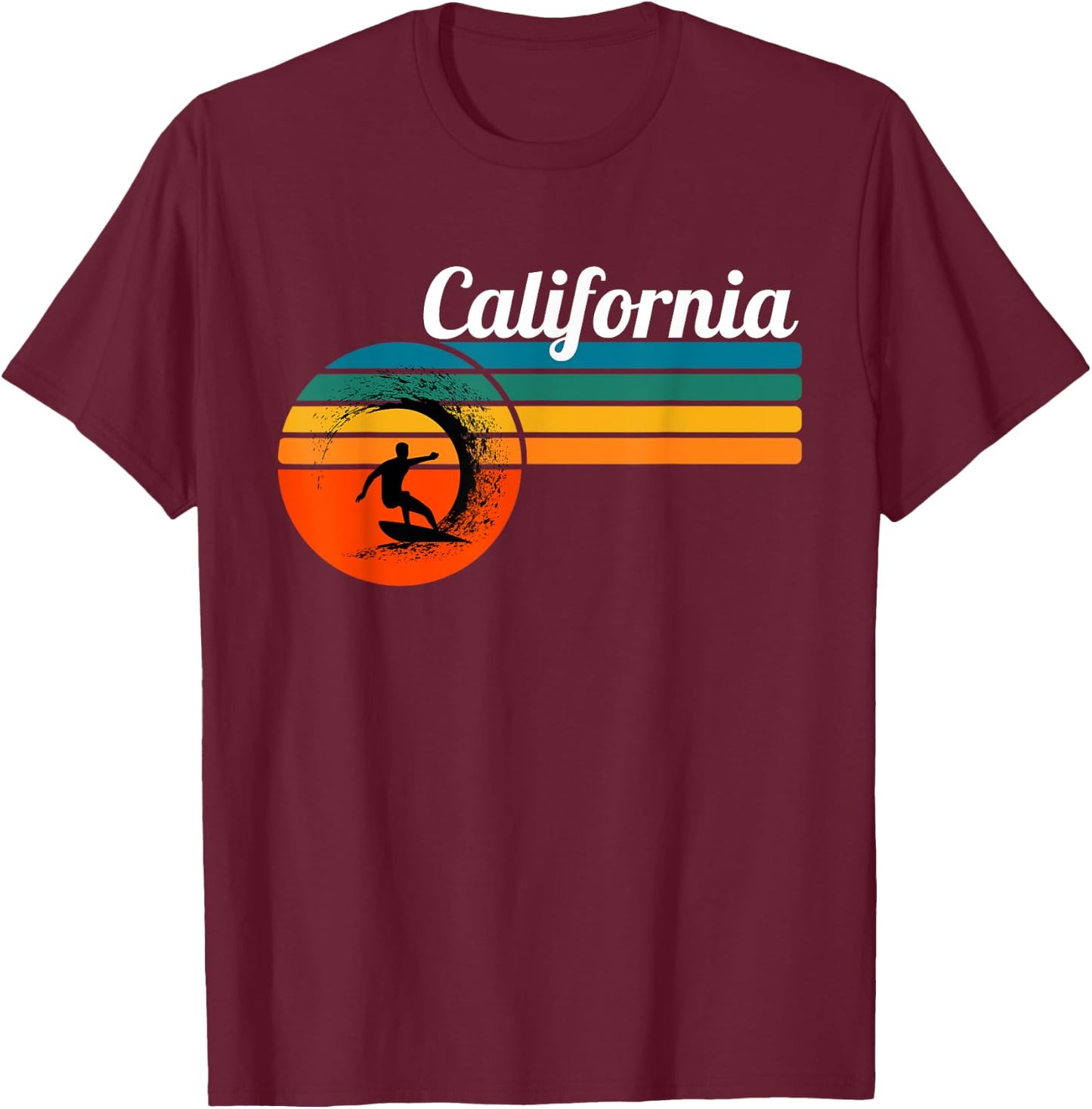 Surf California Beach Vintage Retro Surf Men Women Girls Kids T-Shirt - T-Shirt | Maroon