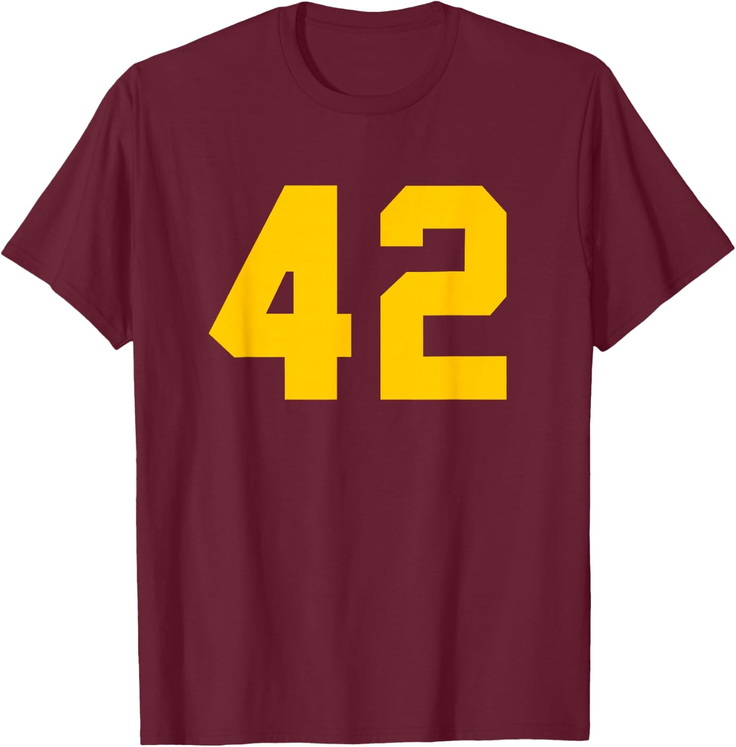 Yellow Sports Team Number #42 T-Shirt - T-Shirt | Maroon