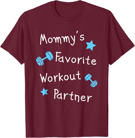 Mommy's Favorite Workout Partner – Kids Cute Fitness (Boys) T-Shirt - T-Shirt | Maroon