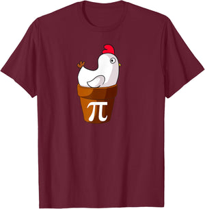 Miftees Pi Day Chicken Pot Pi , , Black, Short Sleeve, Small, Classic Fit, , Novelty T-Shirt - T-Shirt | Maroon