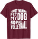 Volleyball Player Shirt Men Women Volleyball and Dog Lover T-Shirt - T-Shirt | Maroon