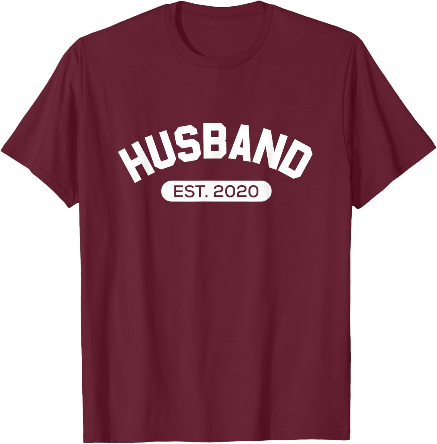 Funny Family Husband Est. 2020 Married This Year Newlywed T-Shirt - T-Shirt | Maroon