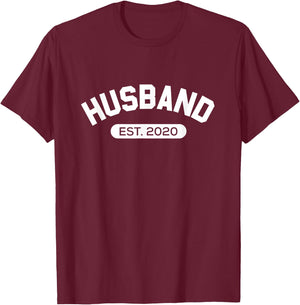 Funny Family Husband Est. 2020 Married This Year Newlywed T-Shirt - T-Shirt | Maroon
