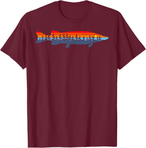 Vintage Nature Outdoor Fishing - Fisher Chain Pickerel T-Shirt - T-Shirt | Maroon