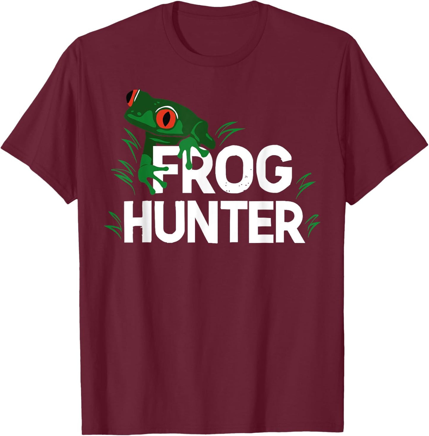 Special Gifts For Frog Lover & Frog Catcher Kids Black Frog Hunter T-Shirt - T-Shirt | Maroon
