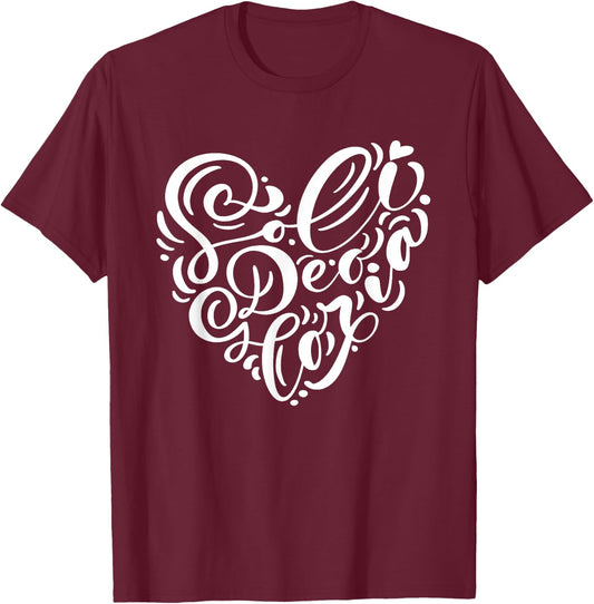 Soli Deo Gloria | Glory to God Alone | Feminine Christian T-Shirt - T-Shirt | Maroon