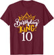 10th Birthday King 10 Years Old Party Ideas For Boys T-Shirt - T-Shirt | Maroon