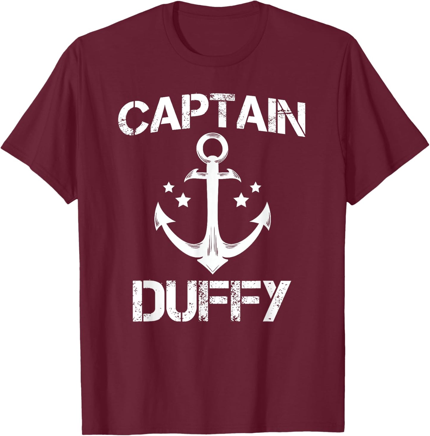 CAPTAIN DUFFY Funny Birthday Personalized Surname Clan Gift T-Shirt - T-Shirt | Maroon