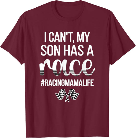 Racing Mama Life Race Mother Of A Racer Racing Mom T-Shirt - T-Shirt | Maroon