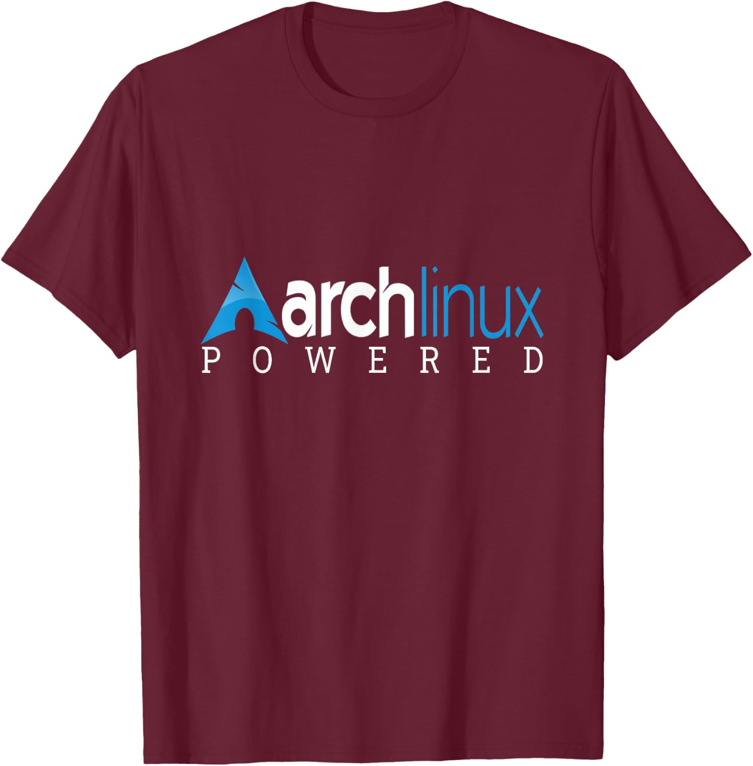 Powered by Arch Linux tagline and Logo Open Source Os T-Shirt - T-Shirt | Maroon