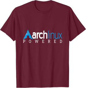 Powered by Arch Linux tagline and Logo Open Source Os T-Shirt - T-Shirt | Maroon