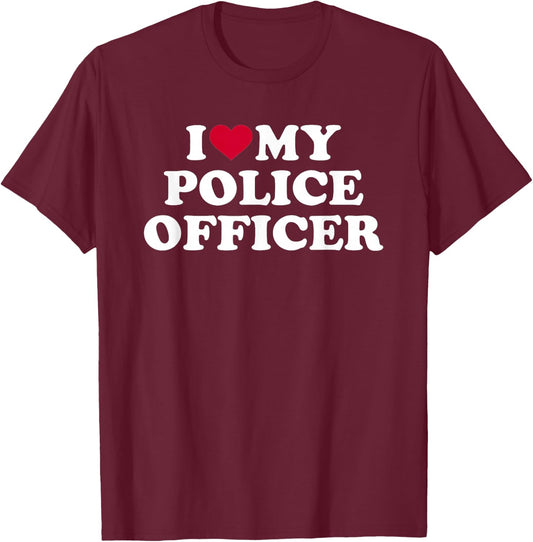 I Love My Policeman T-Shirt - T-Shirt | Maroon