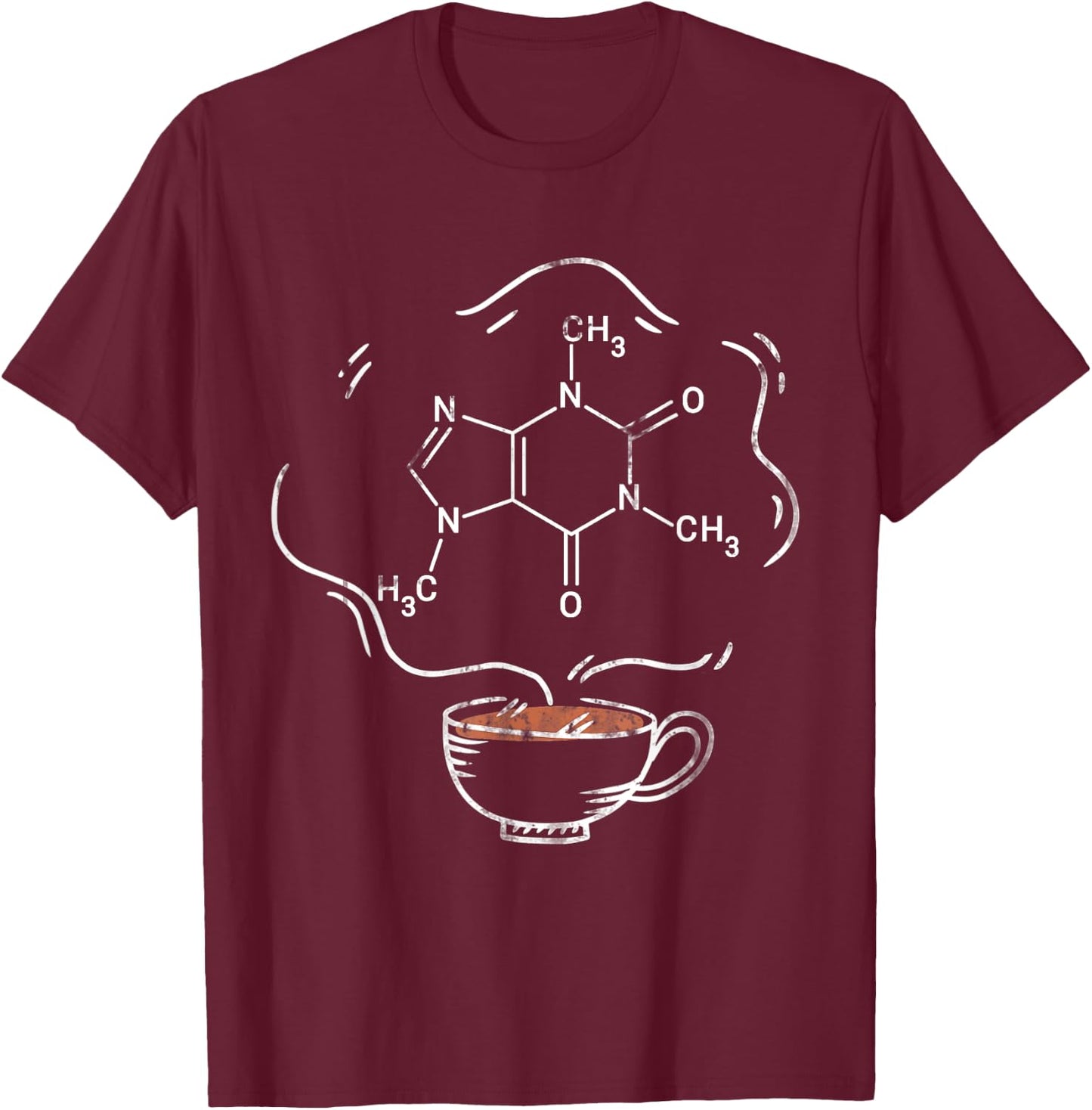 Caffeine Molecule Organic Chemistry Scientist Barista T-Shirt - T-Shirt | Maroon