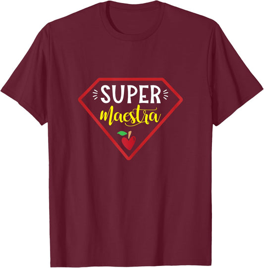 Super Heroe Maestra Espanol Spanish Super Teacher T-Shirt - T-Shirt | Maroon