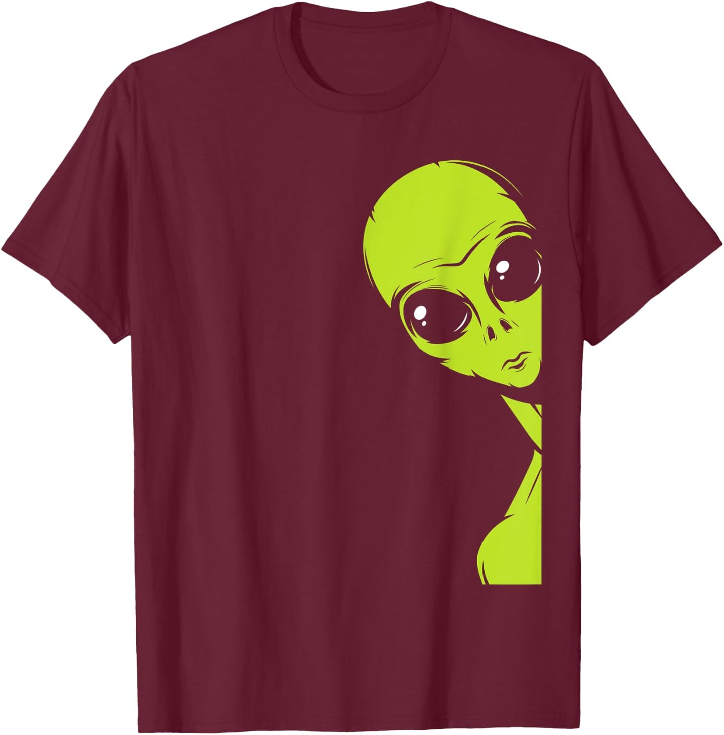 Funny Alien Peeking Alien Believer T-Shirt - T-Shirt | Maroon