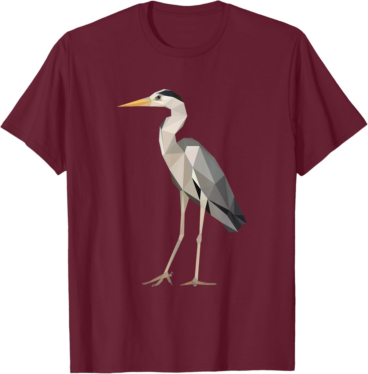 Poly Heron Wildlife Bird Birdwatcher T-Shirt - T-Shirt | Maroon