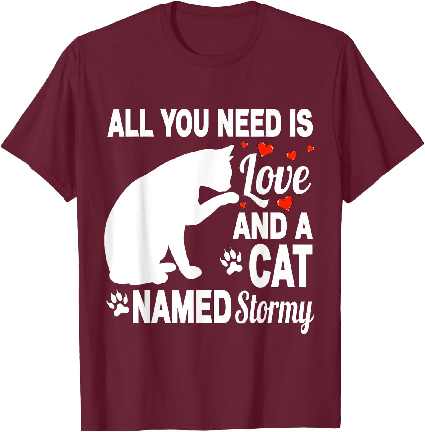 Personalized Cat Name Stormy Cute Kitten Pet Lover Women Kids T-Shirt - T-Shirt | Maroon