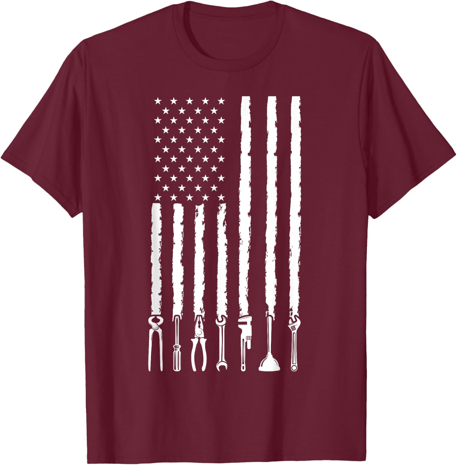 4th of July Patriotic Handyman USA American Flag Plumber T-Shirt - T-Shirt | Maroon