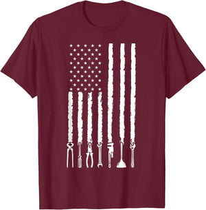 4th of July Patriotic Handyman USA American Flag Plumber T-Shirt - T-Shirt | Maroon
