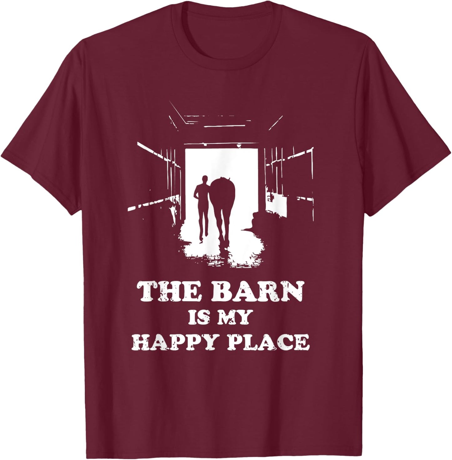 The Barn Is My Happy Place Horse Lover Men Kids T-Shirt - T-Shirt | Maroon