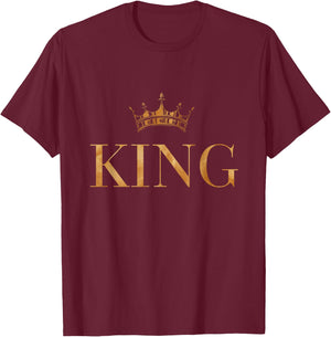 King Gold Crown Minimalist Halloween Costume Matching T-Shirt - T-Shirt | Maroon