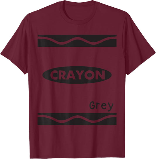 Grey-Crayon Graphic Halloween Costume Group Team Matching T-Shirt - T-Shirt | Maroon