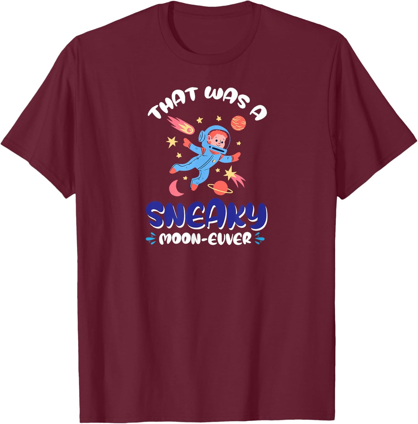 Rocket Stars Moon Sun Space Travel Space T-Shirt - T-Shirt | Maroon