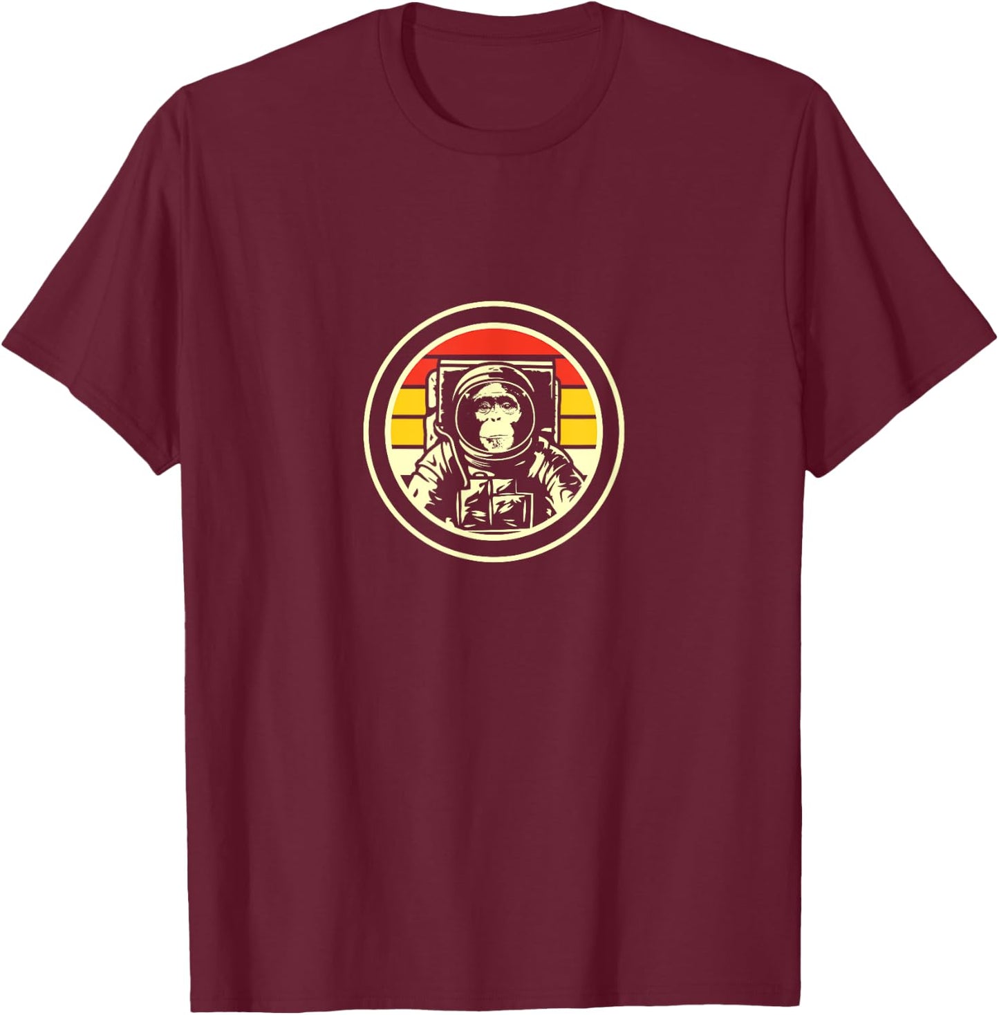 Retro Astronaut Space Monkey T-Shirt - T-Shirt | Maroon