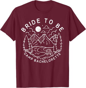 Vintage Bride To Be Camp Bachelorette Party Matching Gift T-Shirt - T-Shirt | Maroon