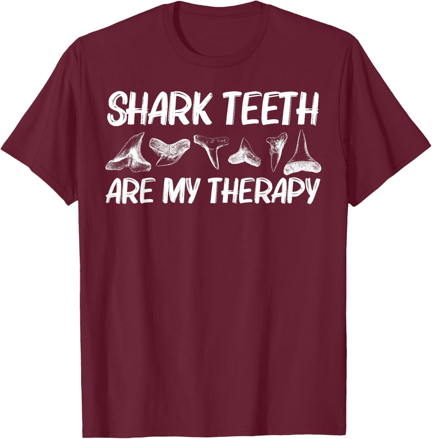 Funny Shark Teeth Design Women Animal Fossil Hunters T-Shirt - T-Shirt | Maroon