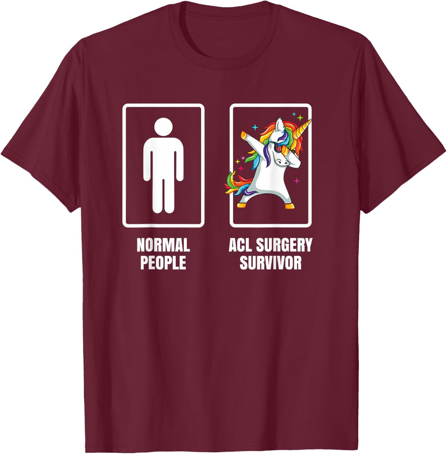 Dabbing Unicorn ACL Knee Surgery Survivor Recovery Get Well T-Shirt - T-Shirt | Maroon