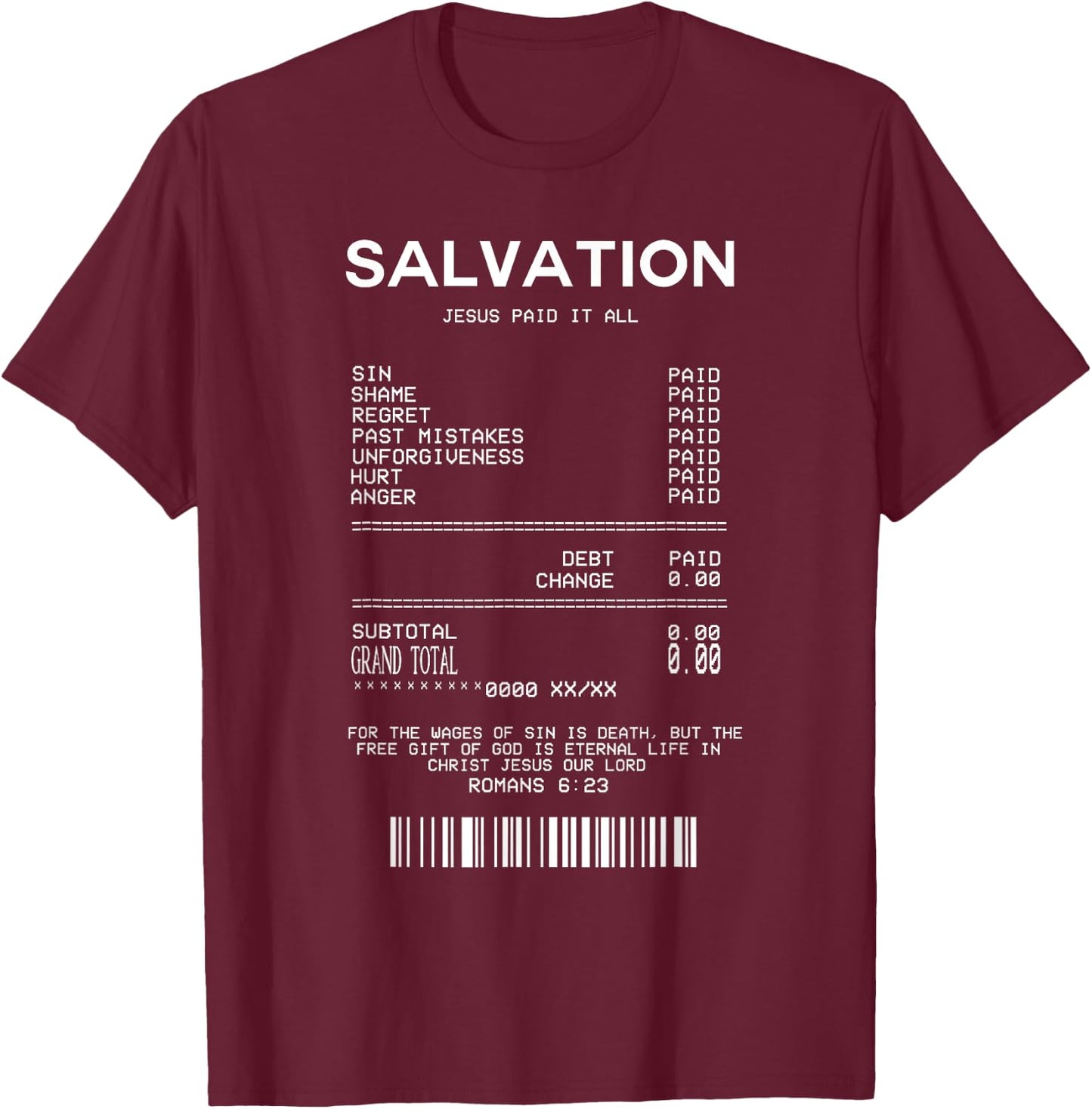 Salvation Jesus Paid It All - Christian T-Shirt - T-Shirt | Maroon