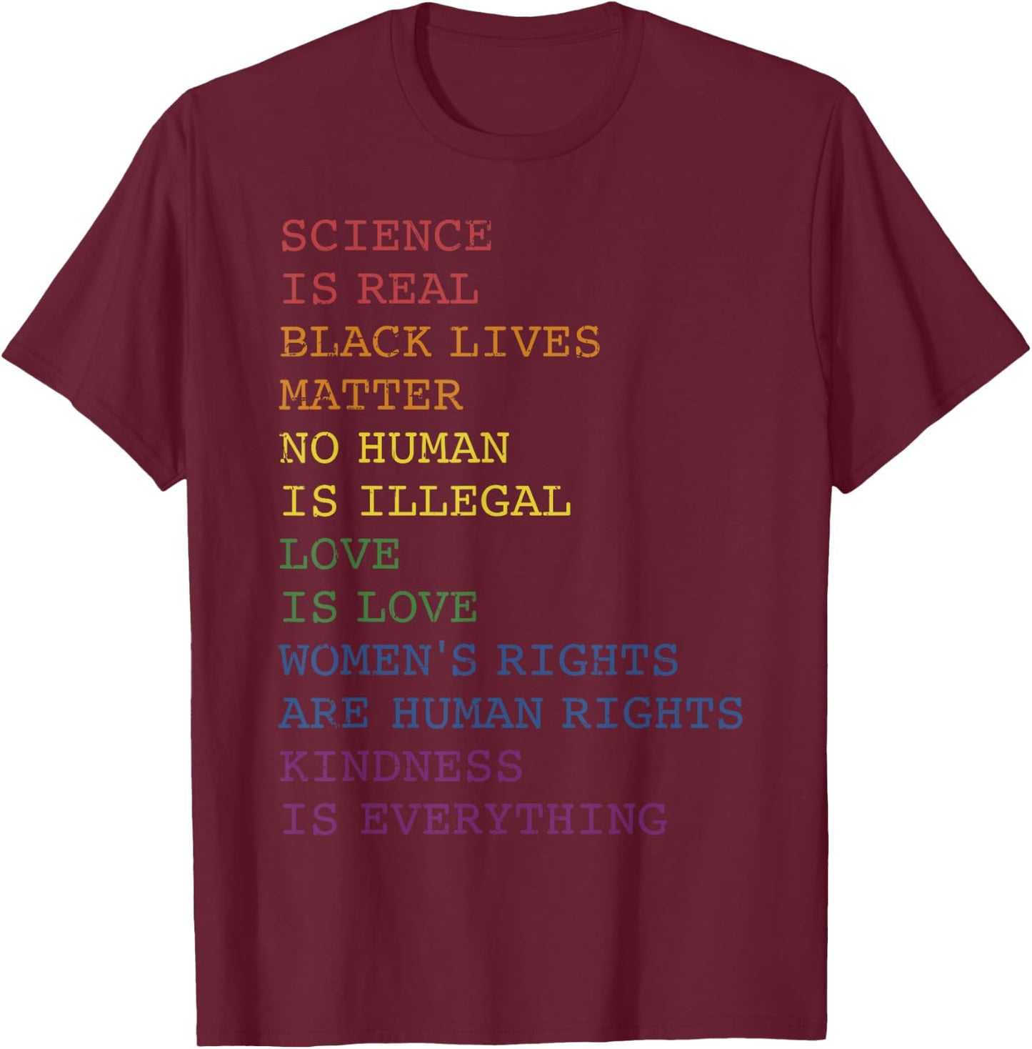 Science love kindness rainbow flag for gay and lesbian pride T-Shirt - T-Shirt | Maroon