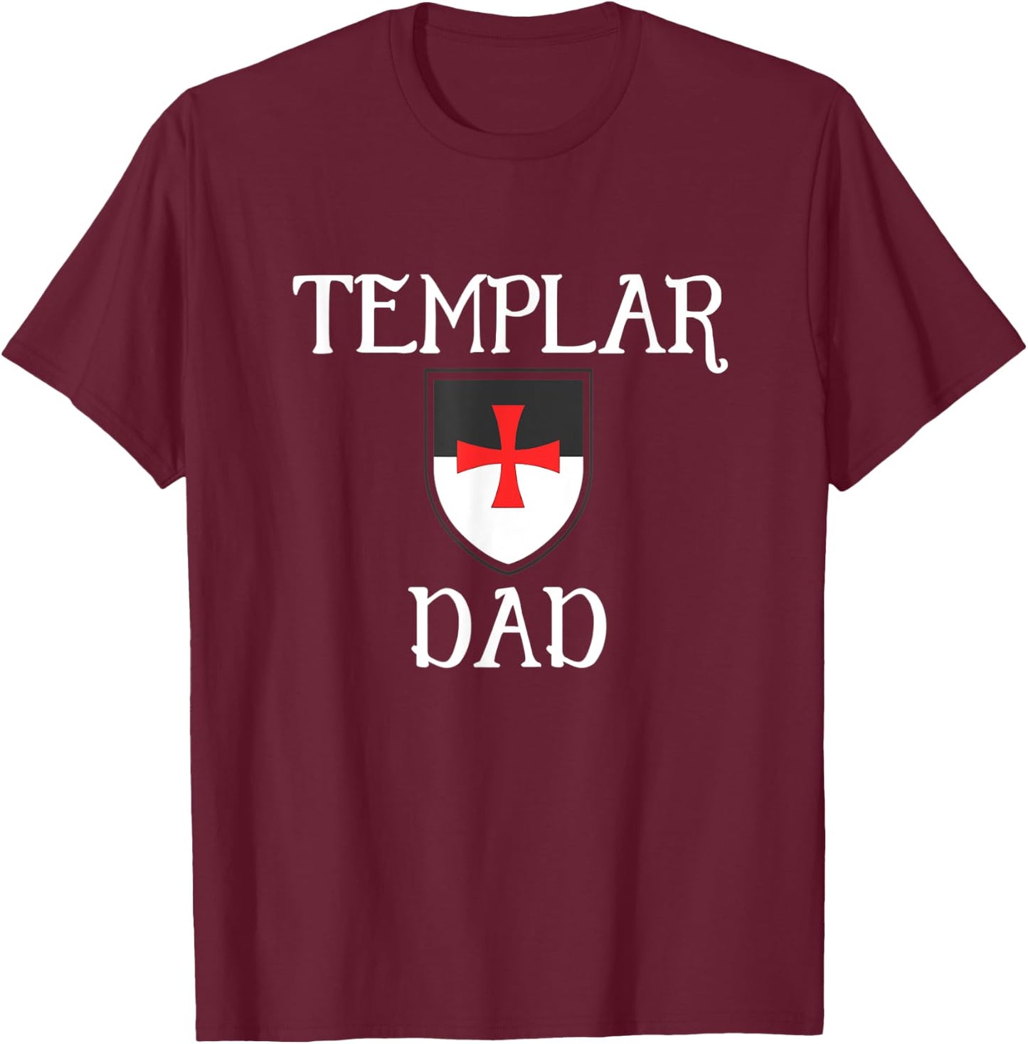 Knights Templar Dad Shield Medieval Seal T-Shirt - T-Shirt | Maroon