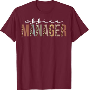 Office Manager Leopard Appreciation Funny For Work T-Shirt - T-Shirt | Maroon