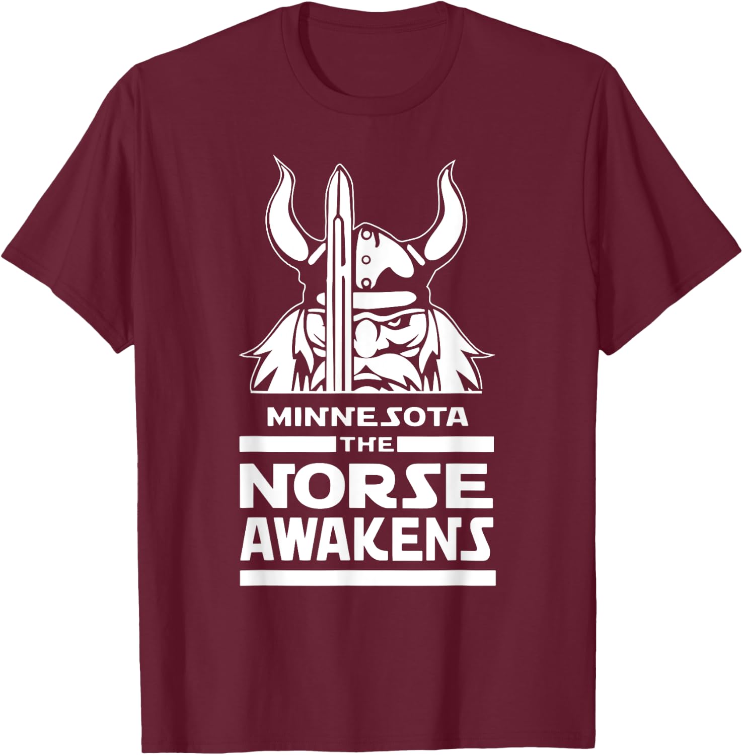 Tout Wear Minnesota: Minnesota Norse Viking - Black, Small - -Adults, Kids - Short Sleeve - - Classic Fit - Polyester 100% - Scandinavian Culture T-Shirt - T-Shirt | Maroon